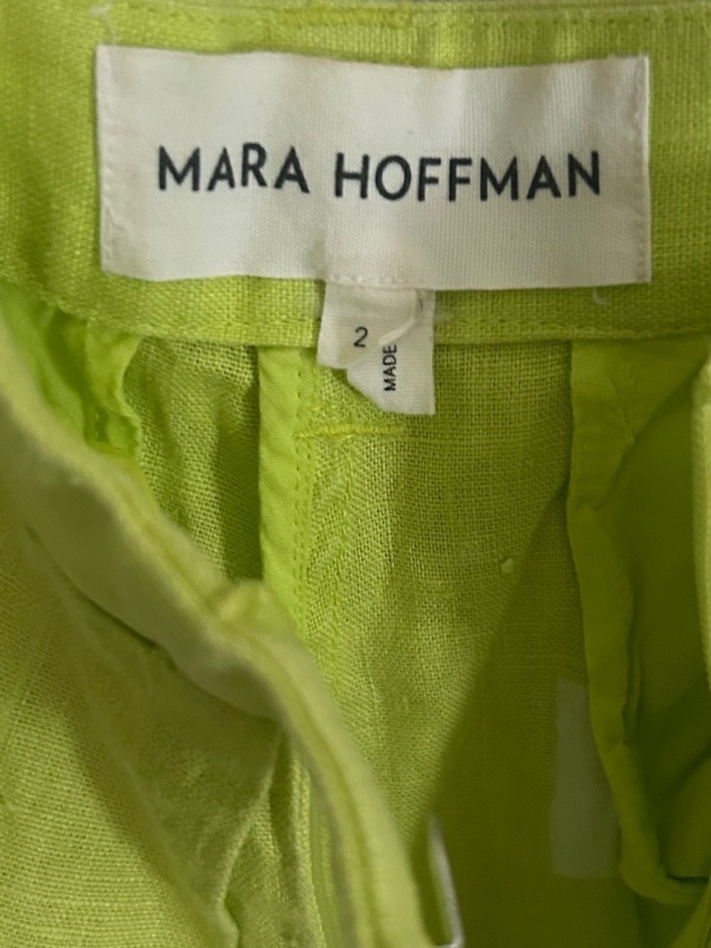 Mara Hoffman Wide Leg Trouser Pants 100% Hemp Size 2 Neon Green High Waisted - Picture 7 of 14